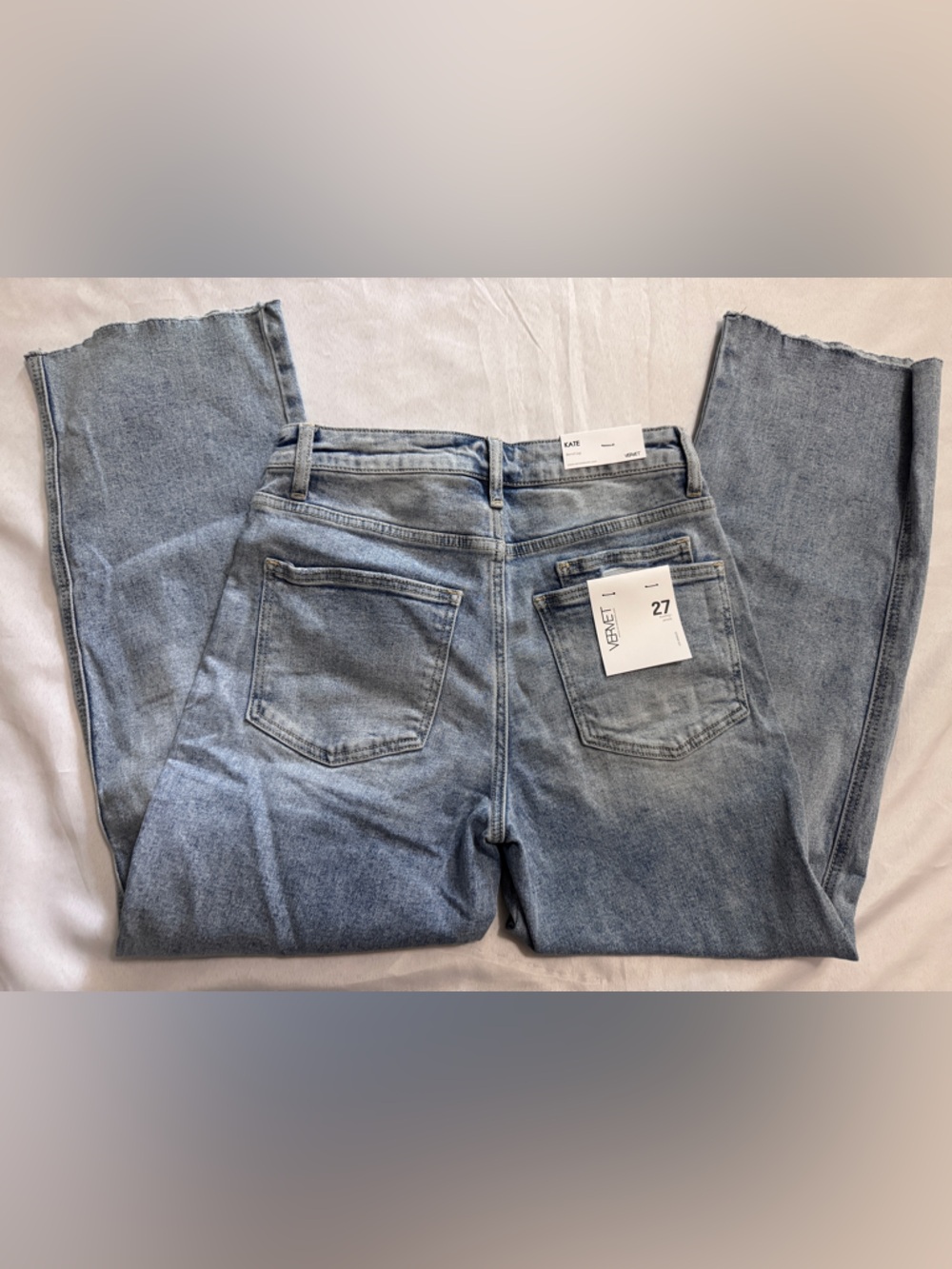NWT Vervet High Rise Kate Barrel Jeans Light Wash Raw Hem Size 27 - Picture 6 of 6